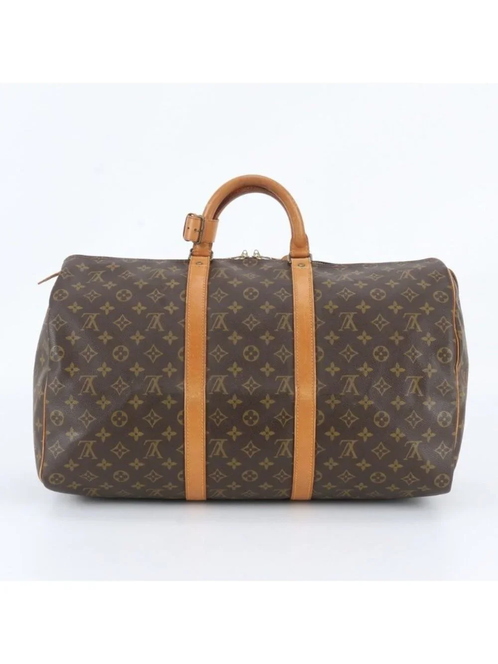 Louis Vuitton Monogram Keepall 50 Leather Boston Bag Tote Travel